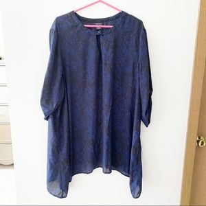 Torrid Blue And Black Keyhole Georgette Blouse Size 3